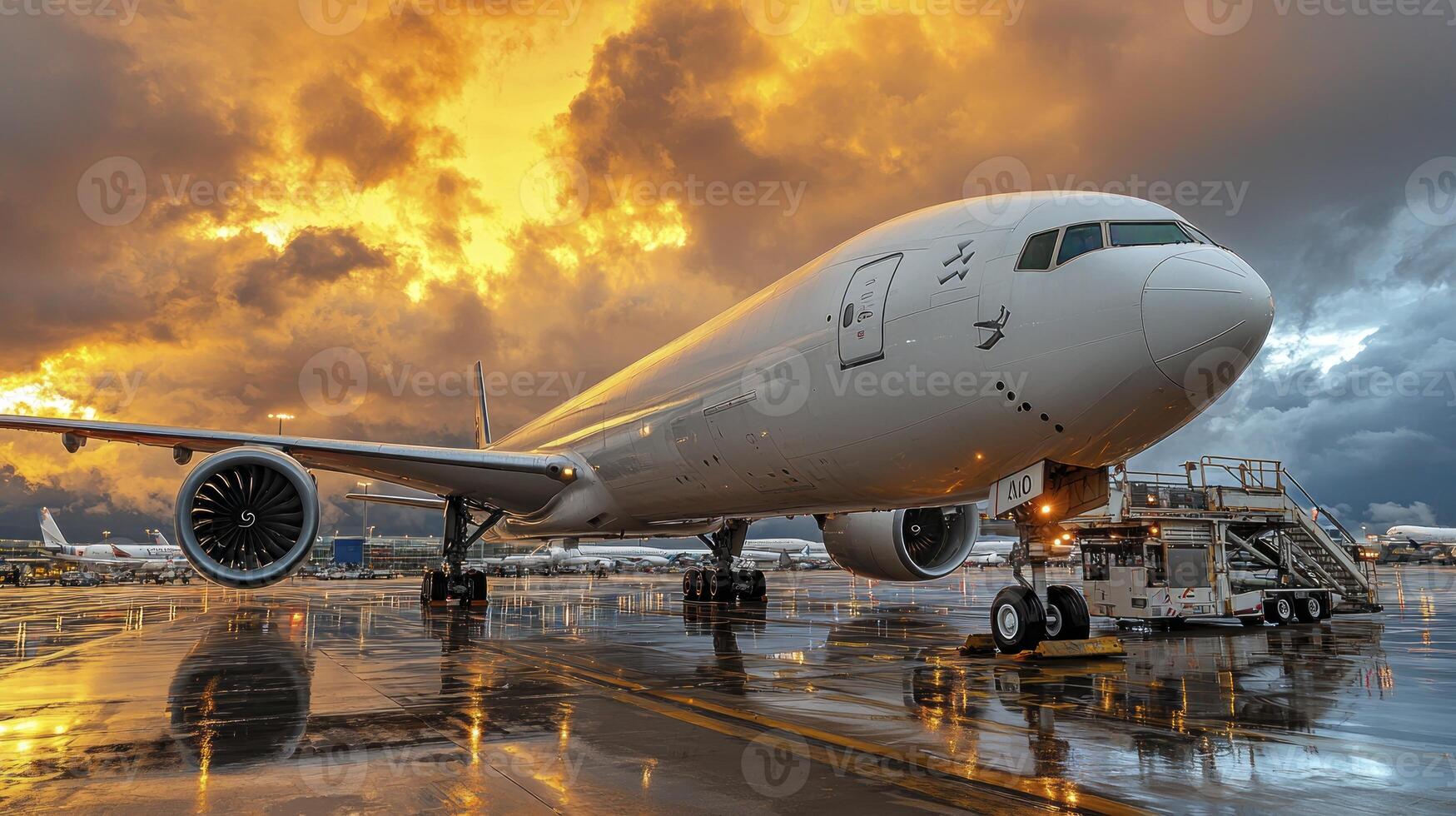 A large airplane on a runway at an airport photo