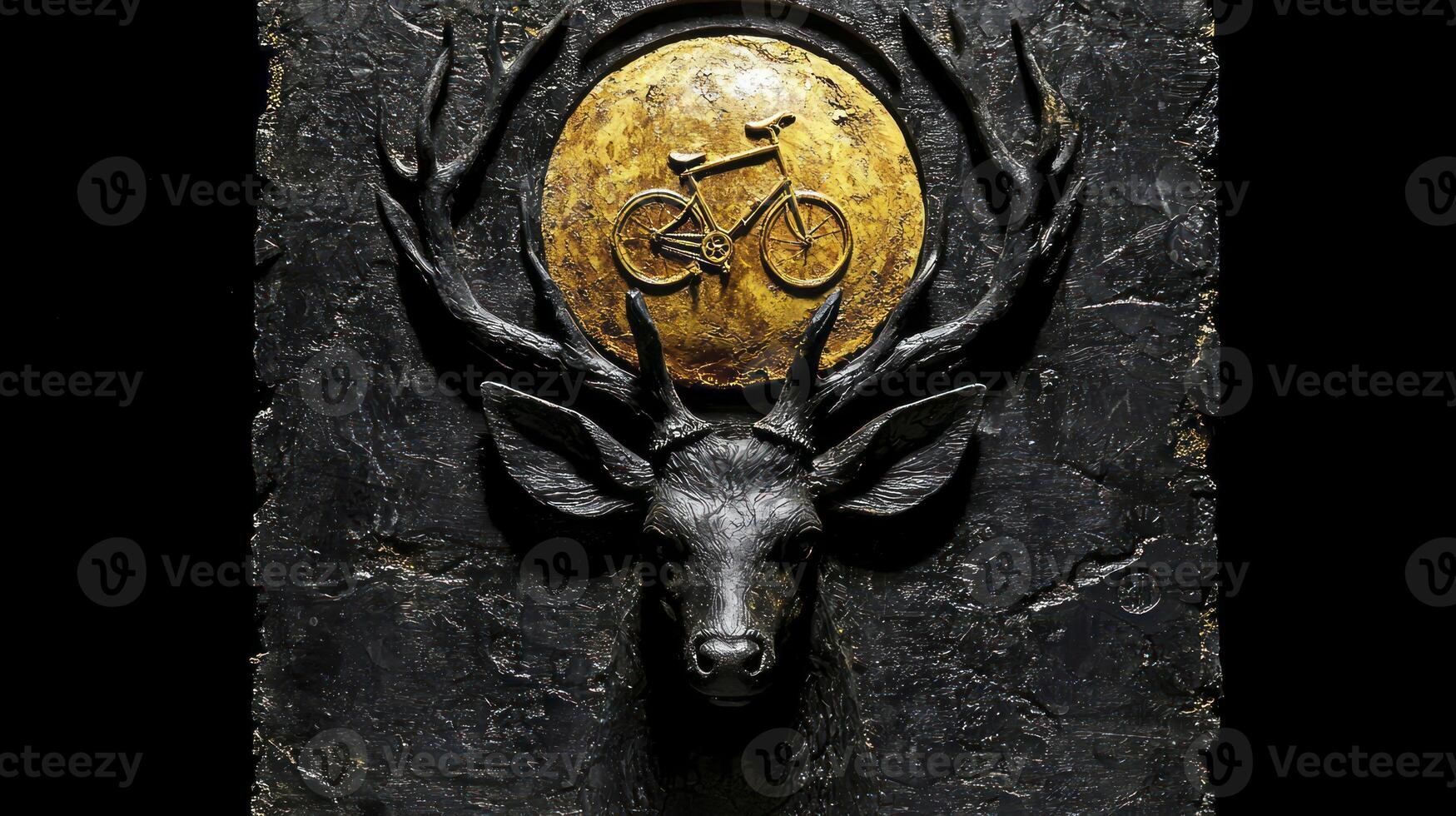 A deer head with a bicycle on it photo