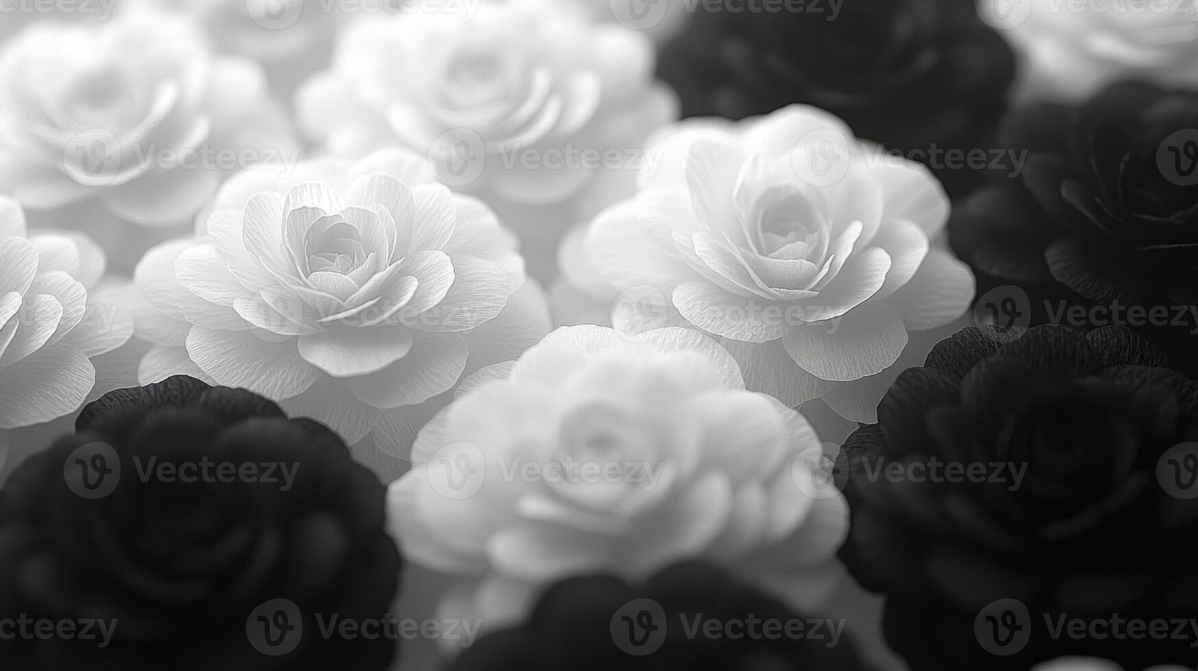 Black and white flowers in a row photo