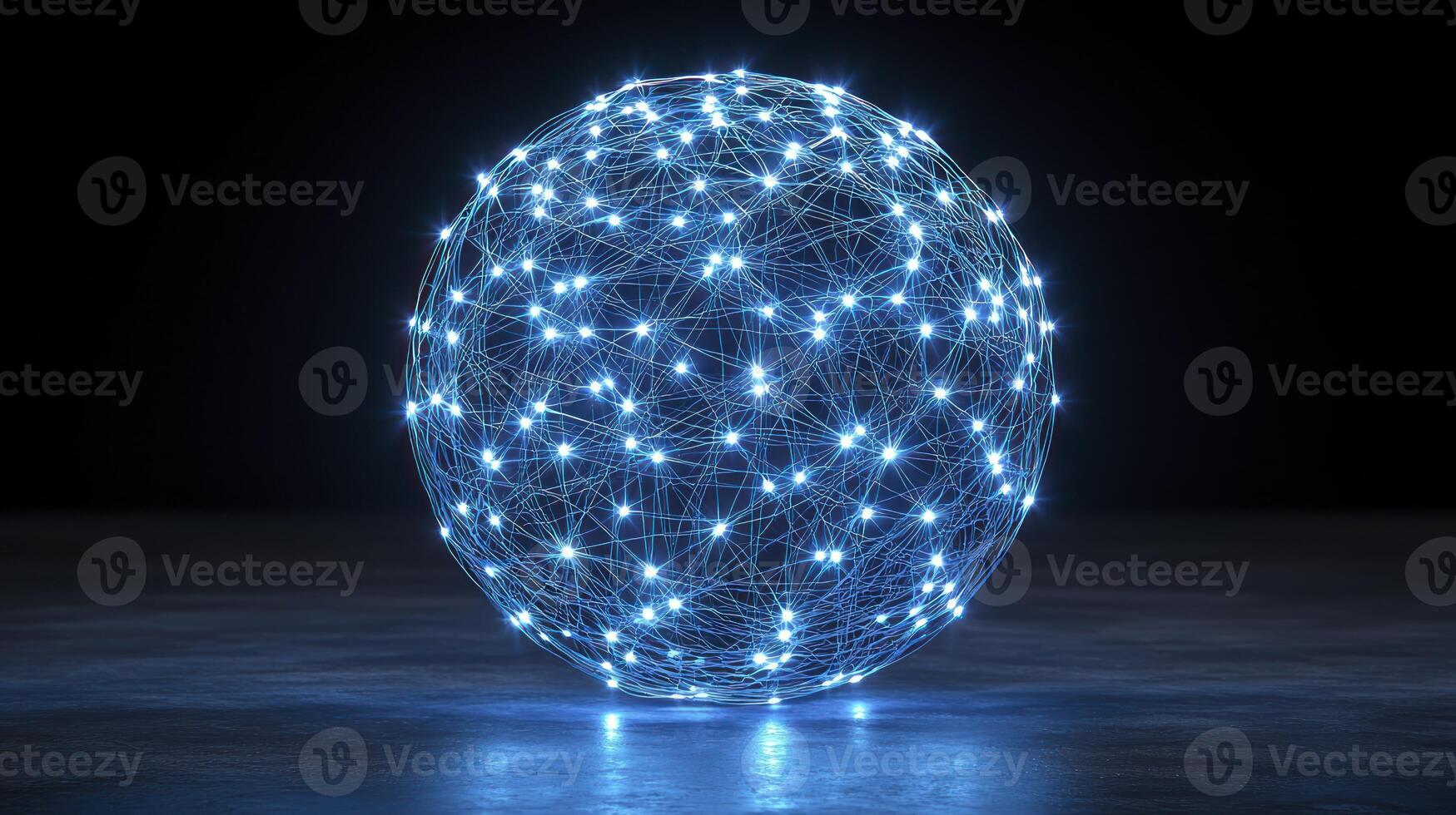 A sphere made of light and connected lines photo