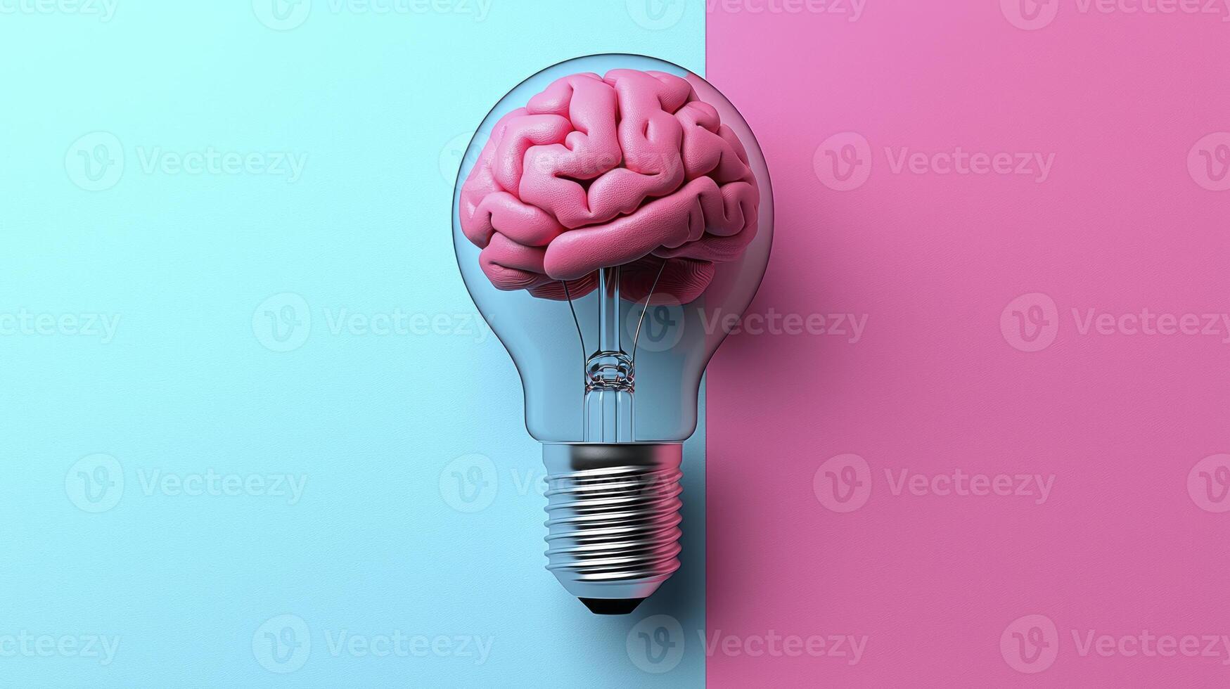 A light bulb with a brain inside photo