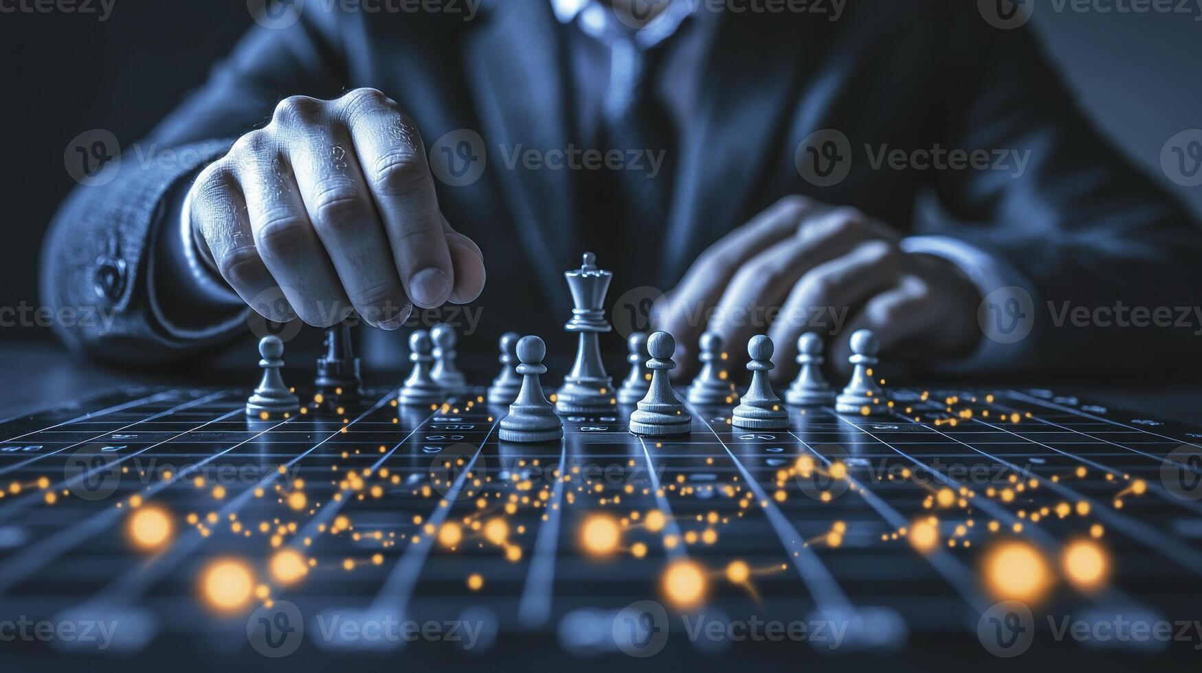 A man in a suit is playing chess photo