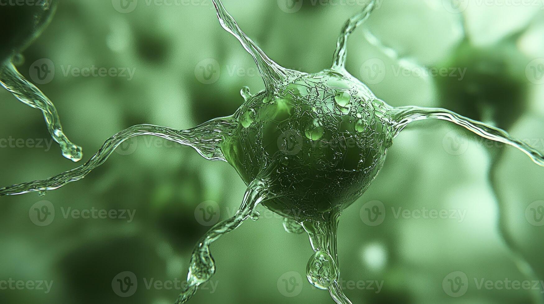 A close up of a green plant with water droplets photo