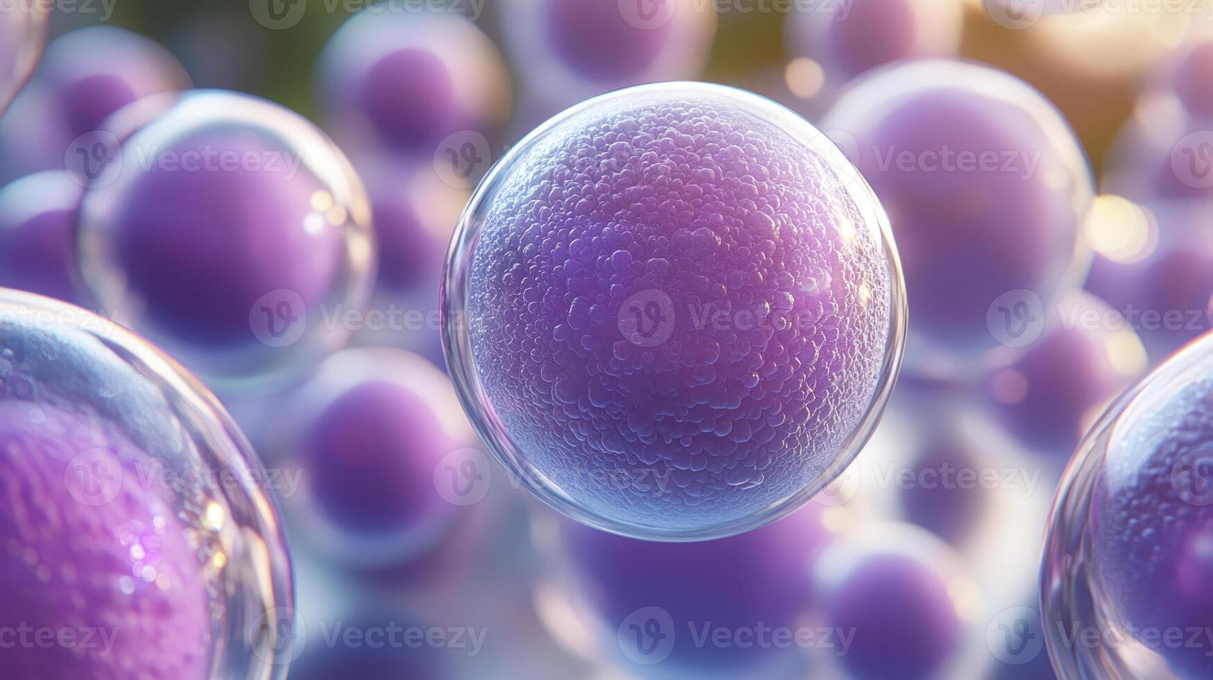A group of purple balls in a field photo