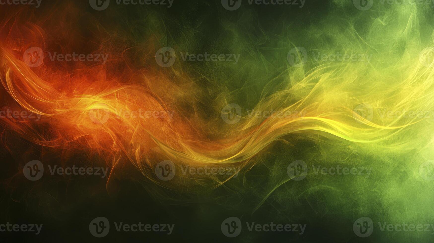 A green and yellow smoke swirl on a black background photo