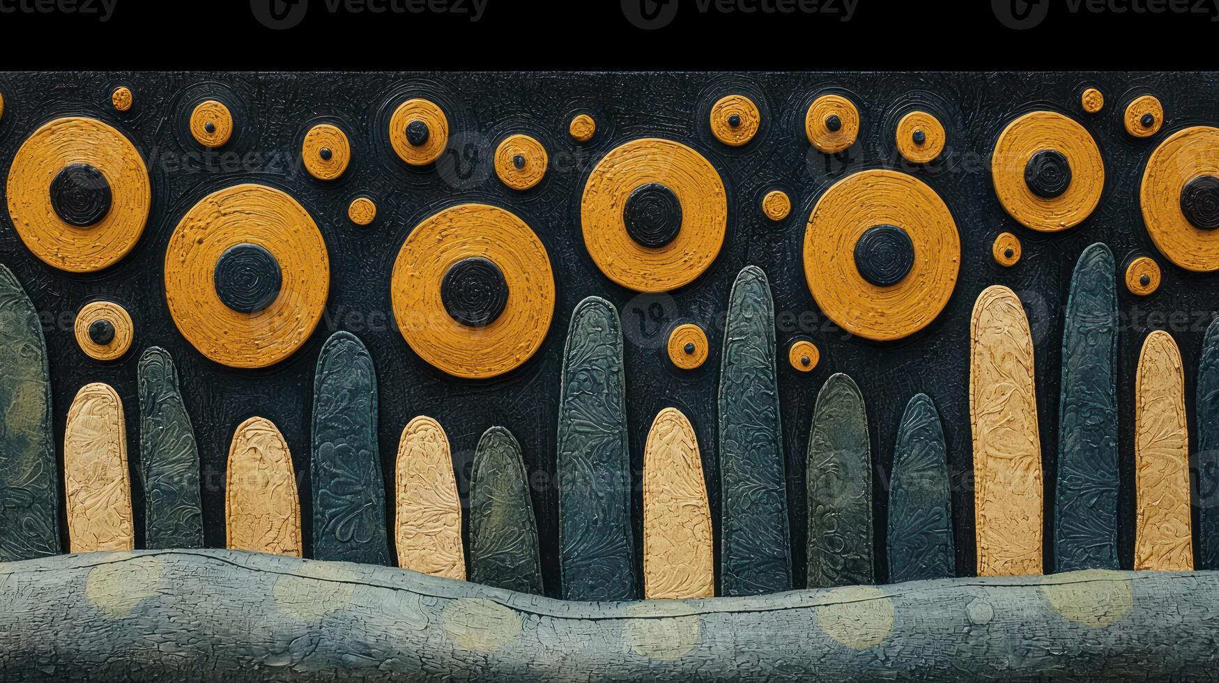 A wall with a lot of circles on it photo