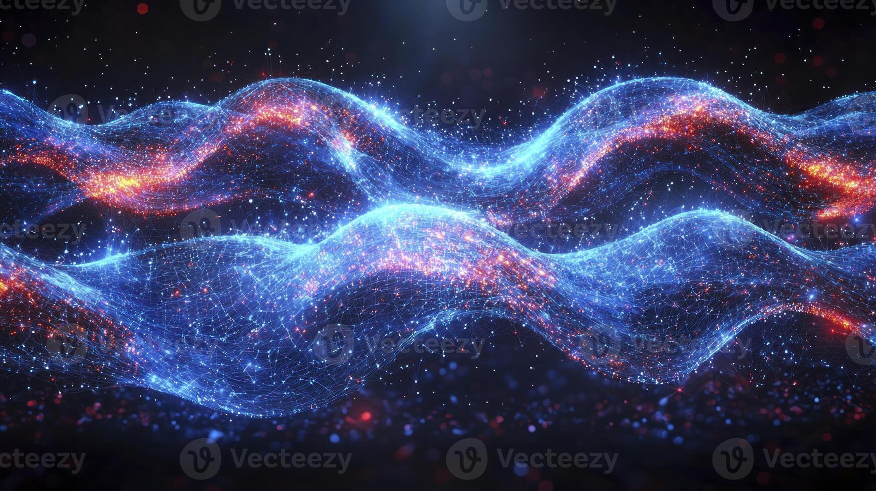 Abstract wave of light and particles in space photo