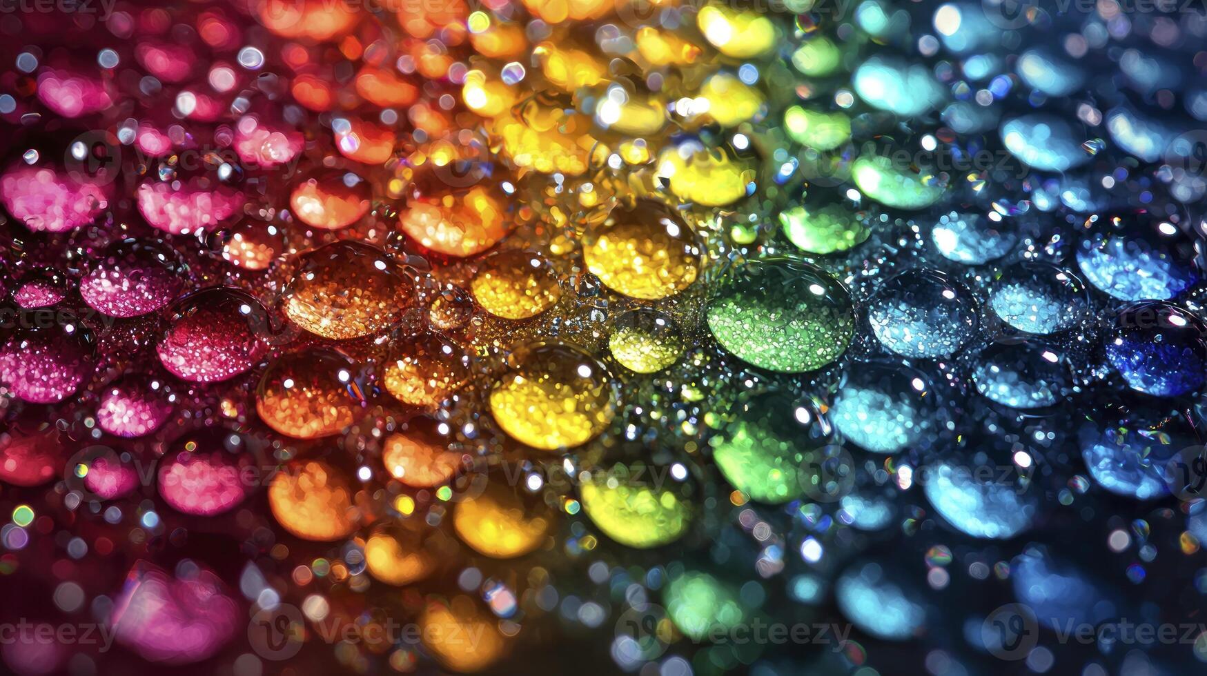 Rainbow water drops on a black background photo