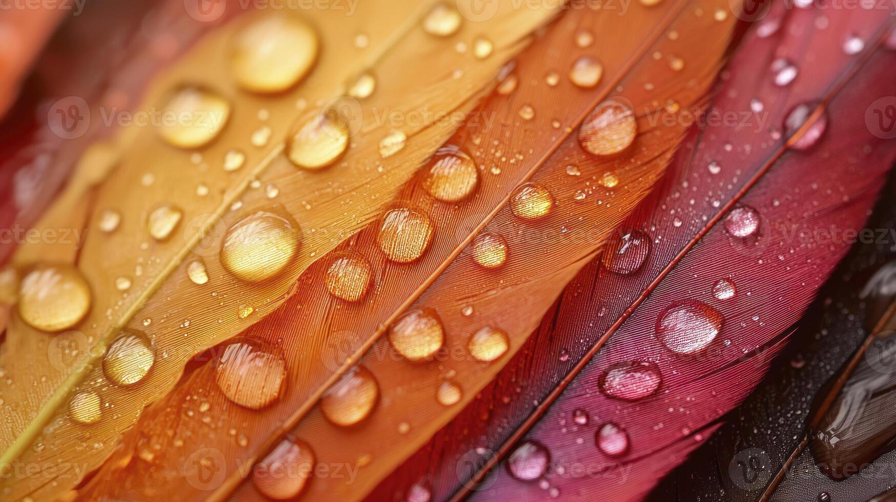 Colorful feathers with water droplets on them photo