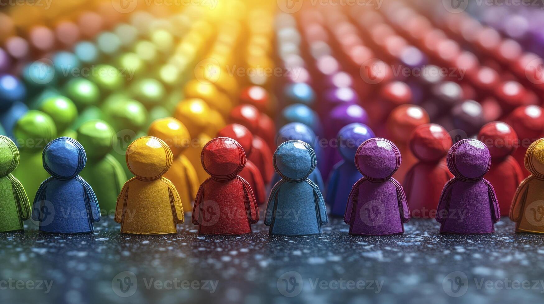 A group of colorful people standing in a line photo