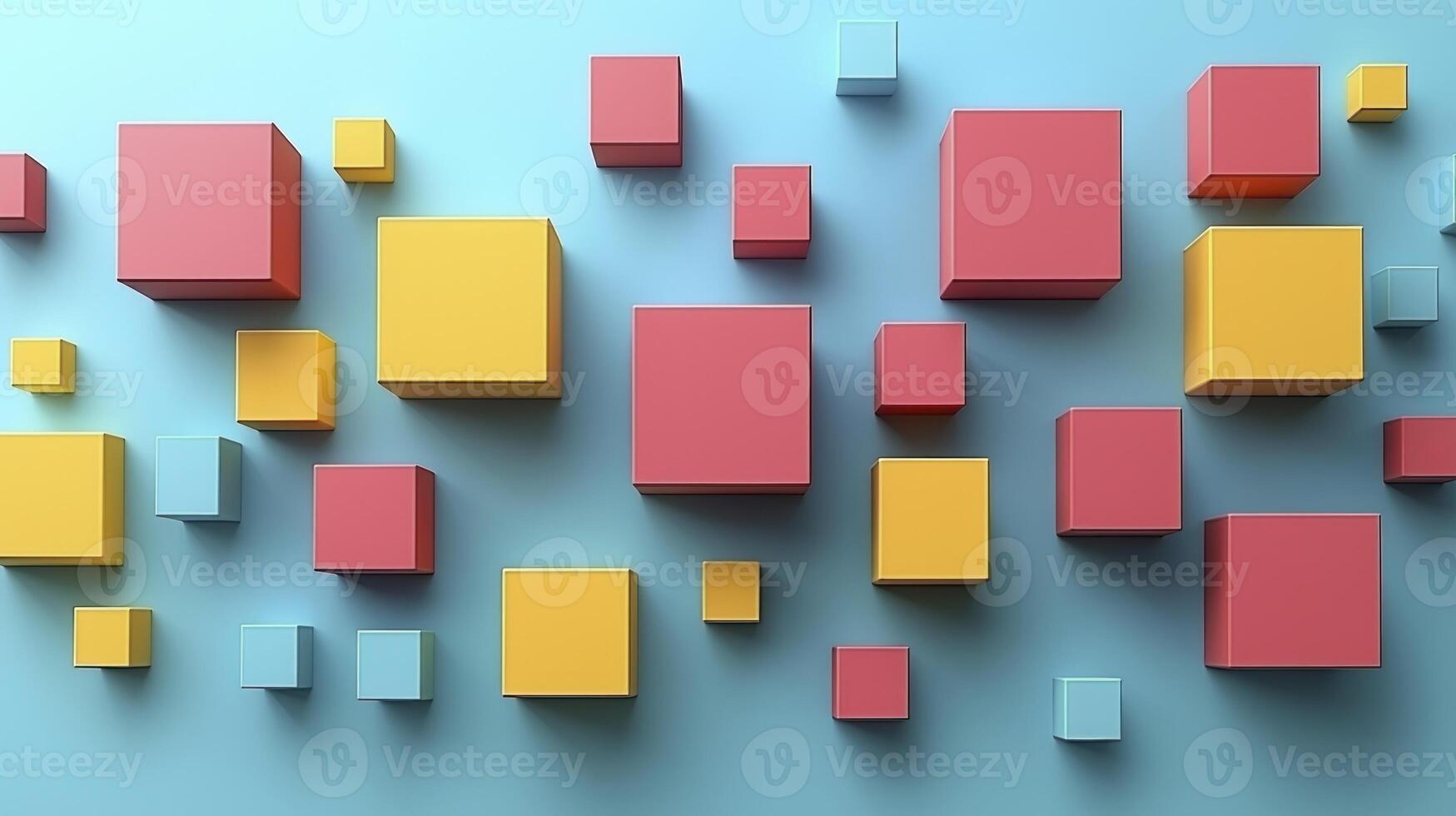 3d rendering of colorful cubes on a blue background photo