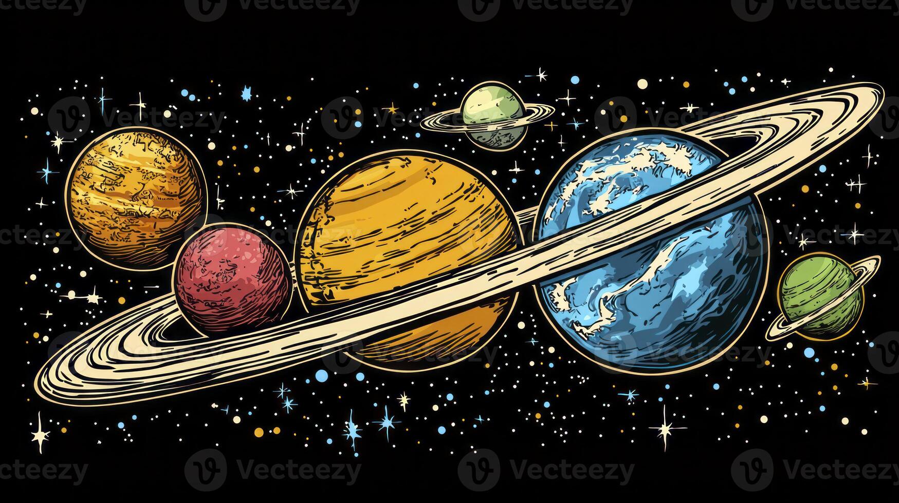 An illustration of the planets in space photo