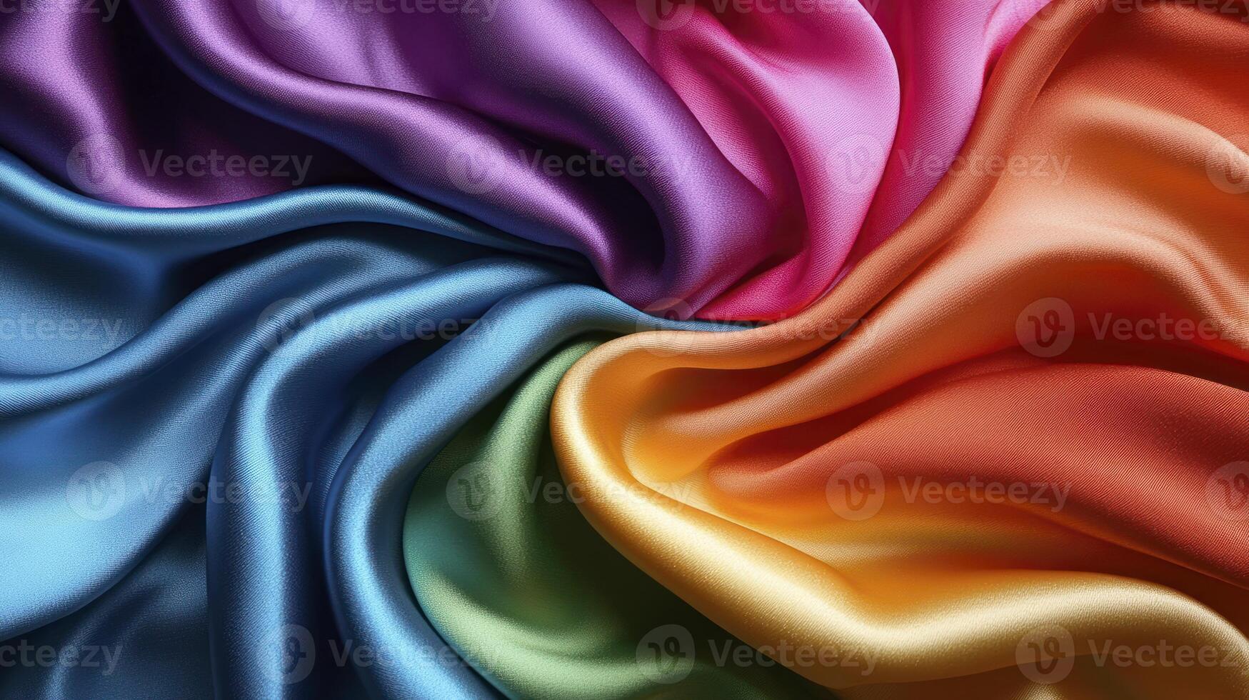 A rainbow colored silk fabric with a circular pattern photo