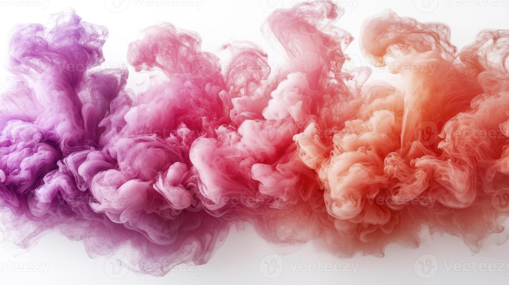 Colorful smoke in water on white background photo