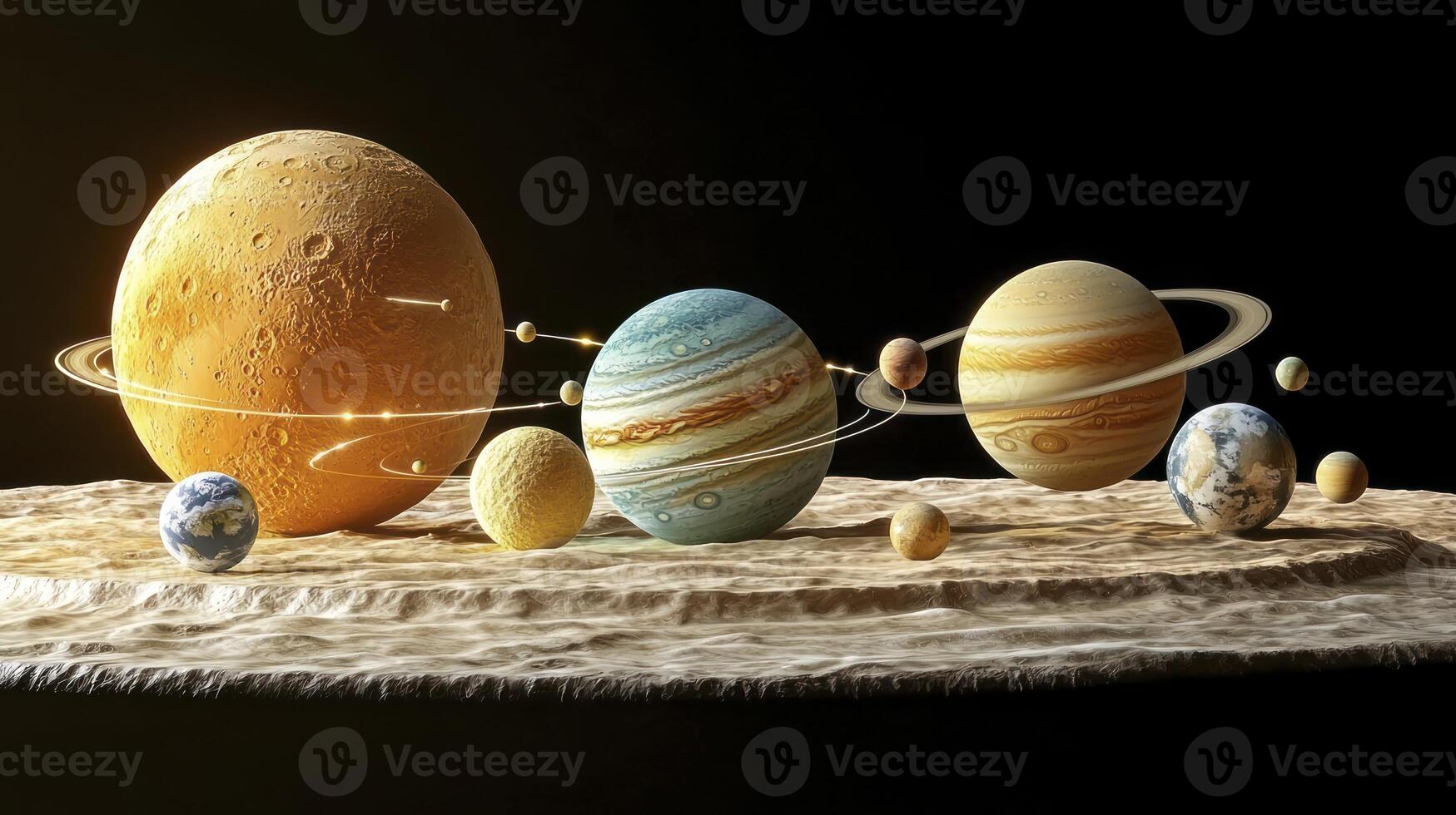 The solar system with planets and moons photo