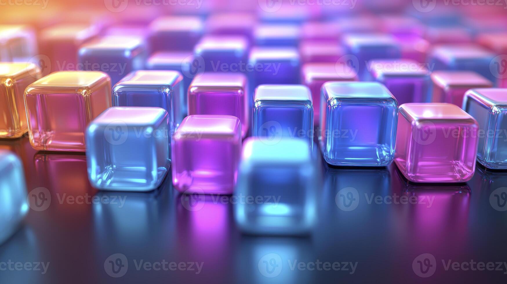 Many colorful cubes are arranged in a row photo