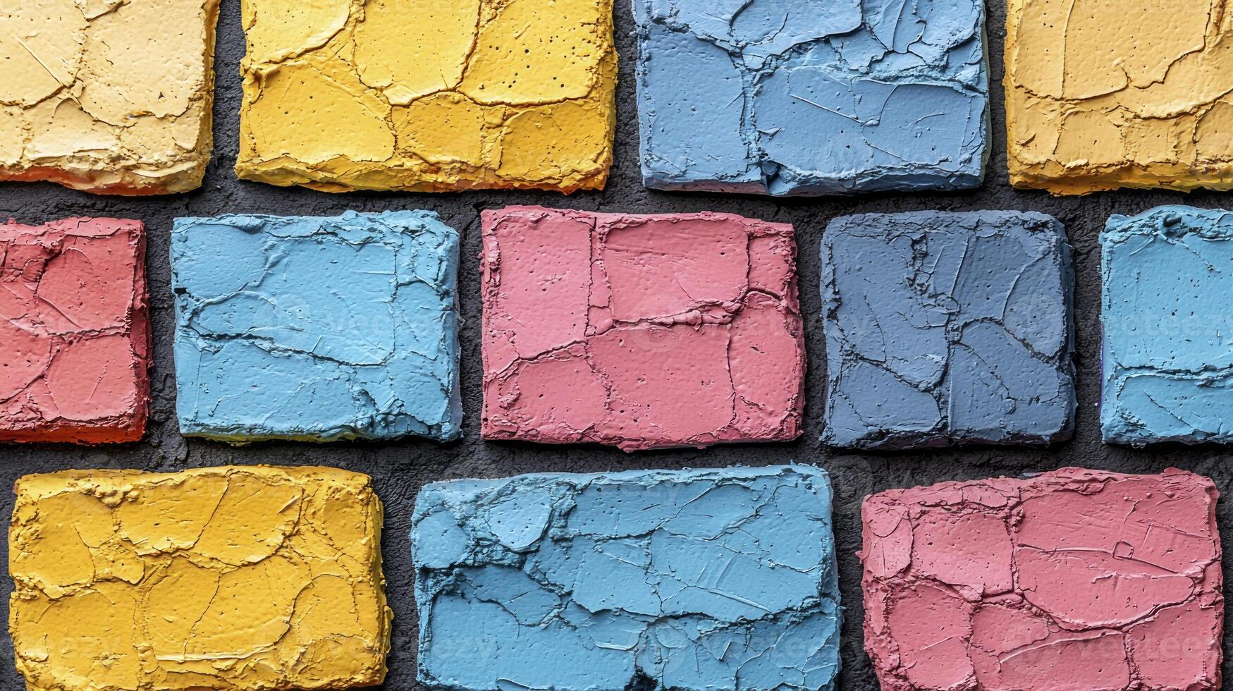 Colorful painted bricks on a wall photo