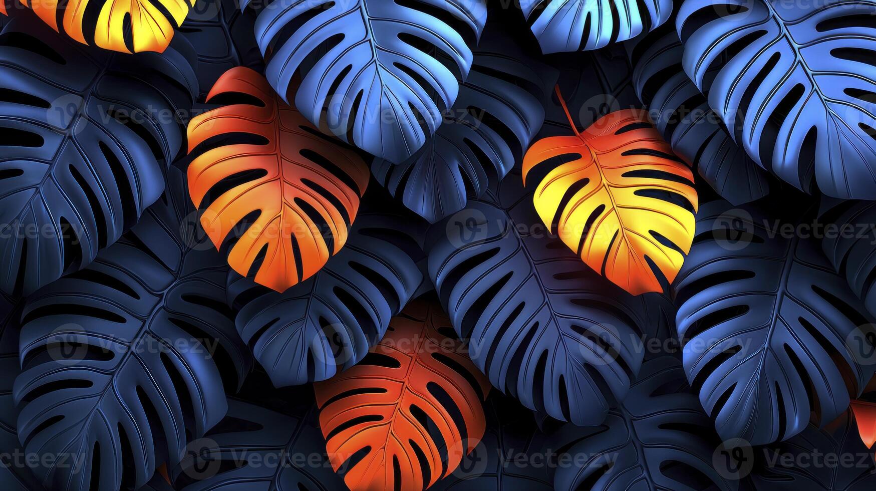 A dark background with colorful leaves photo