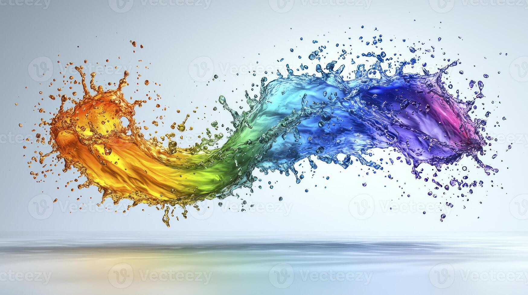 Colorful water splash on a white background photo