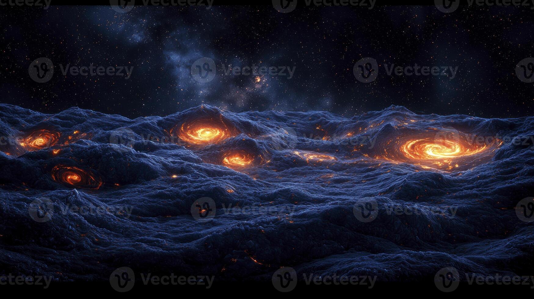 An image of a galaxy with glowing orange lights photo