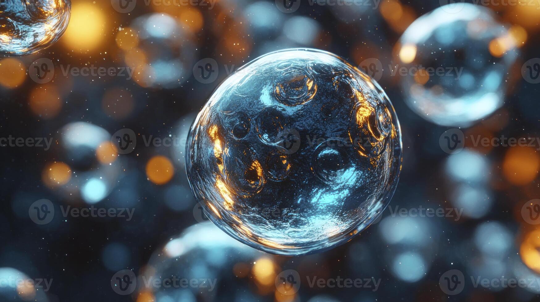 A close up of a sphere with bubbles photo