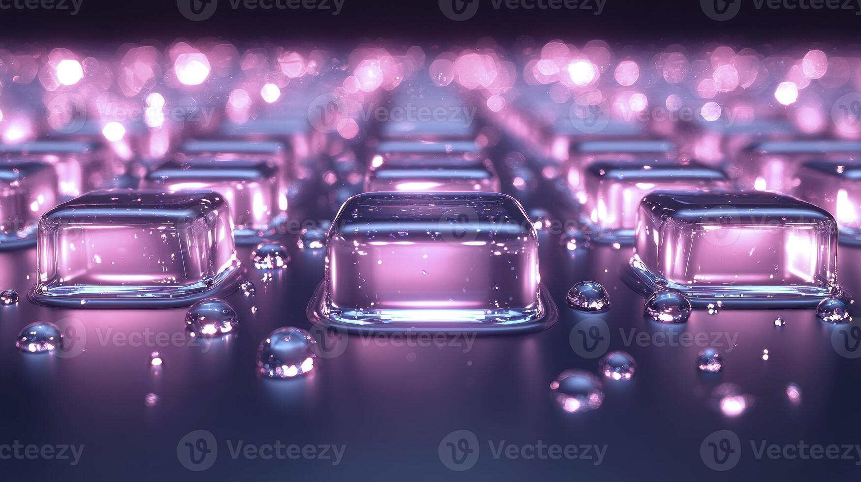 A group of pink cubes with water droplets photo