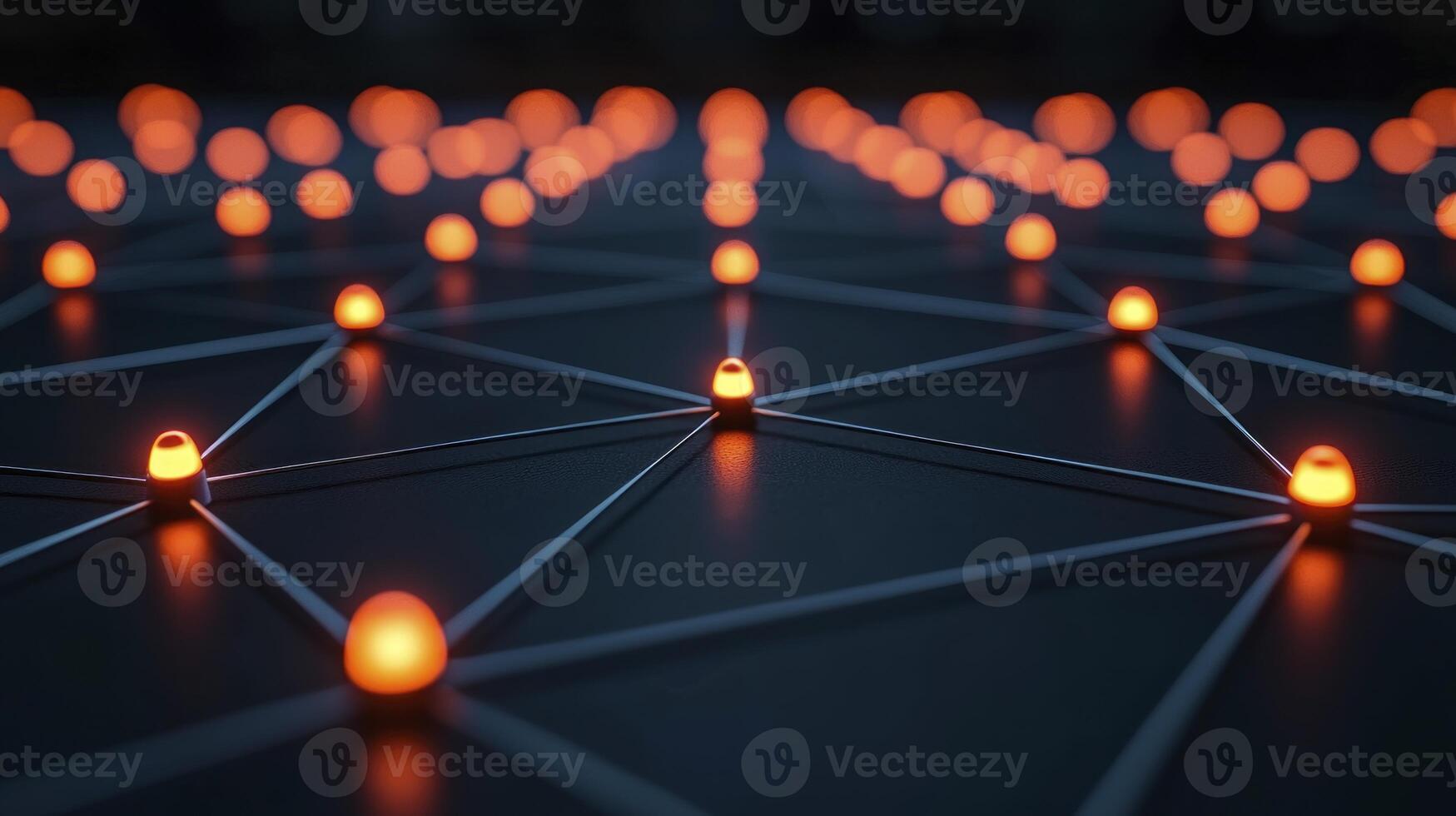 A network of lights on a black background photo