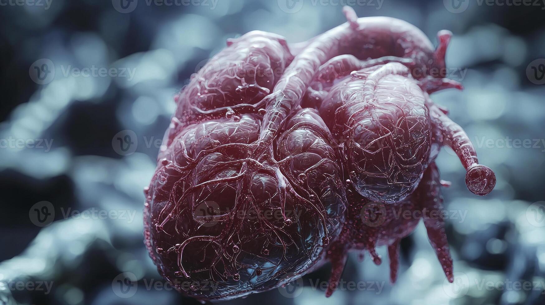 A close up of a heart with blood photo