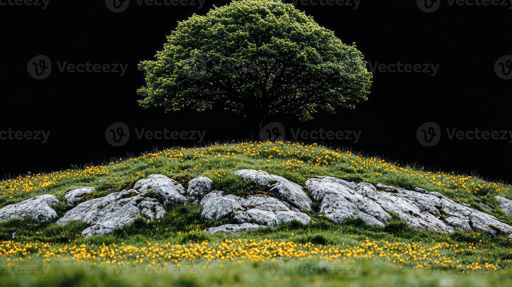 A lone tree on a hillside photo