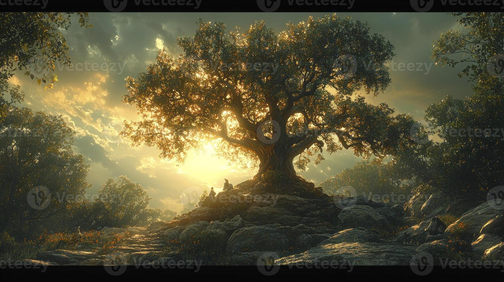 The elder tree in the middle of the forest photo