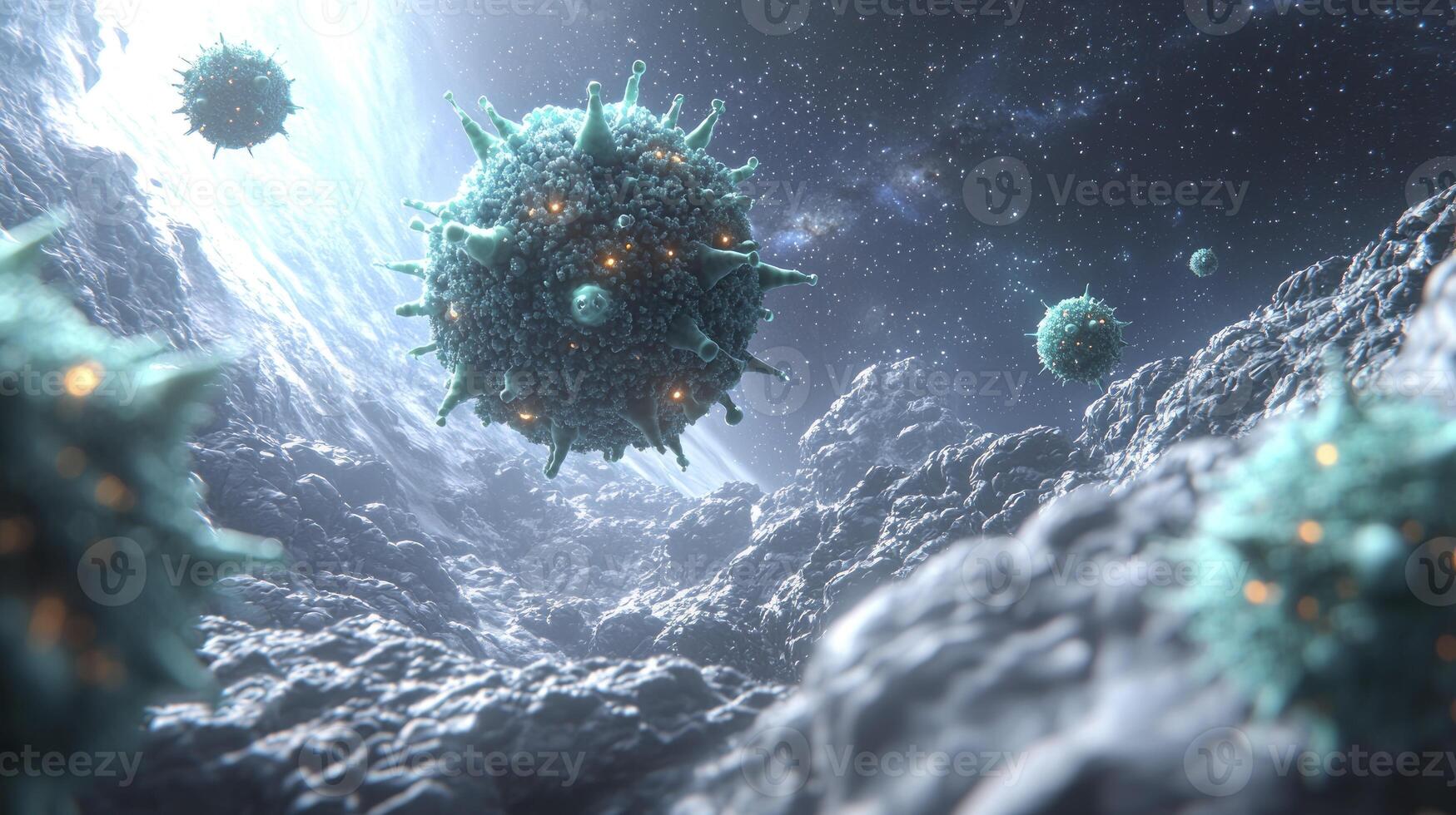 A group of viruses in space photo