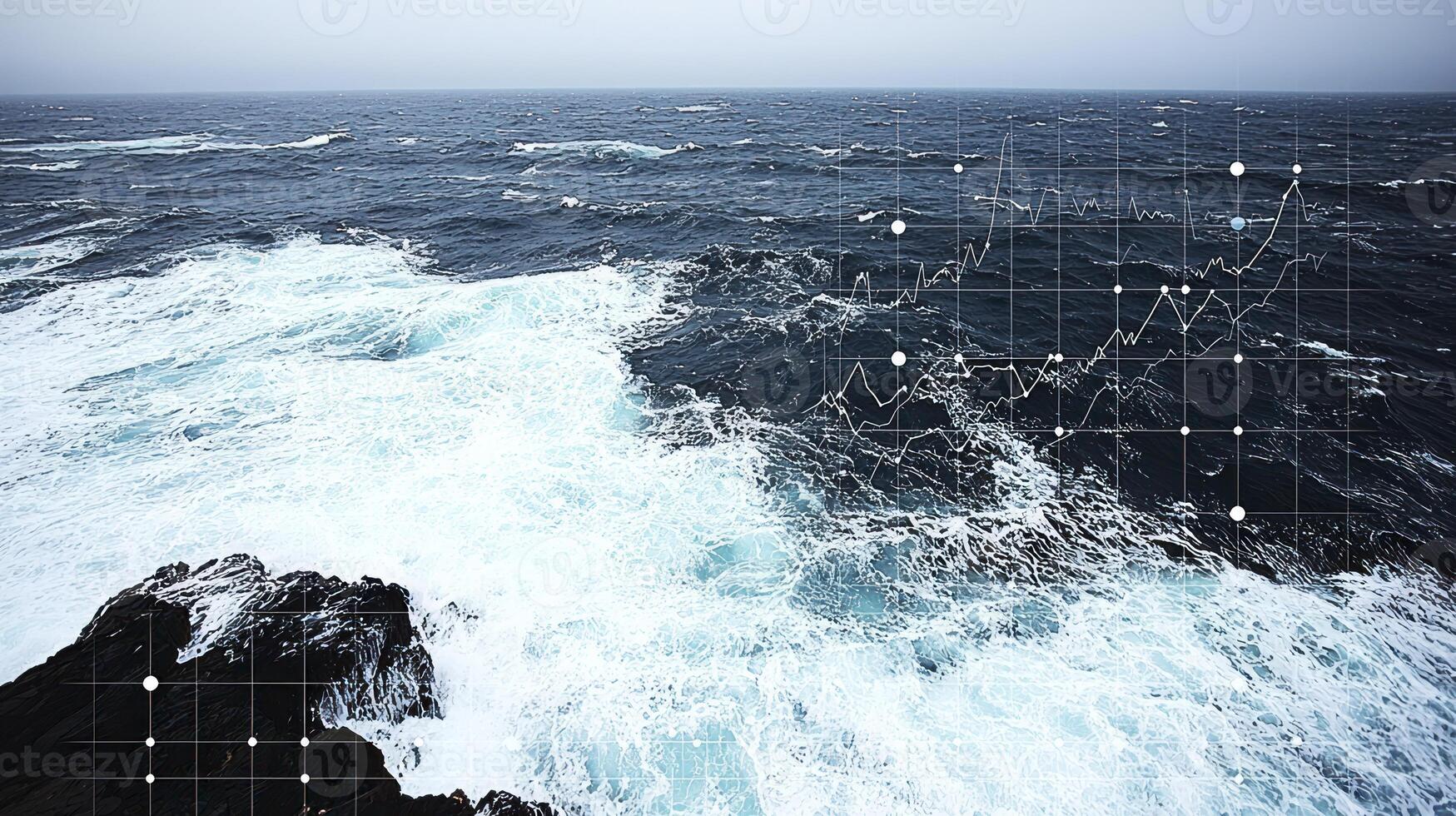 A view of the ocean with a chart on it photo