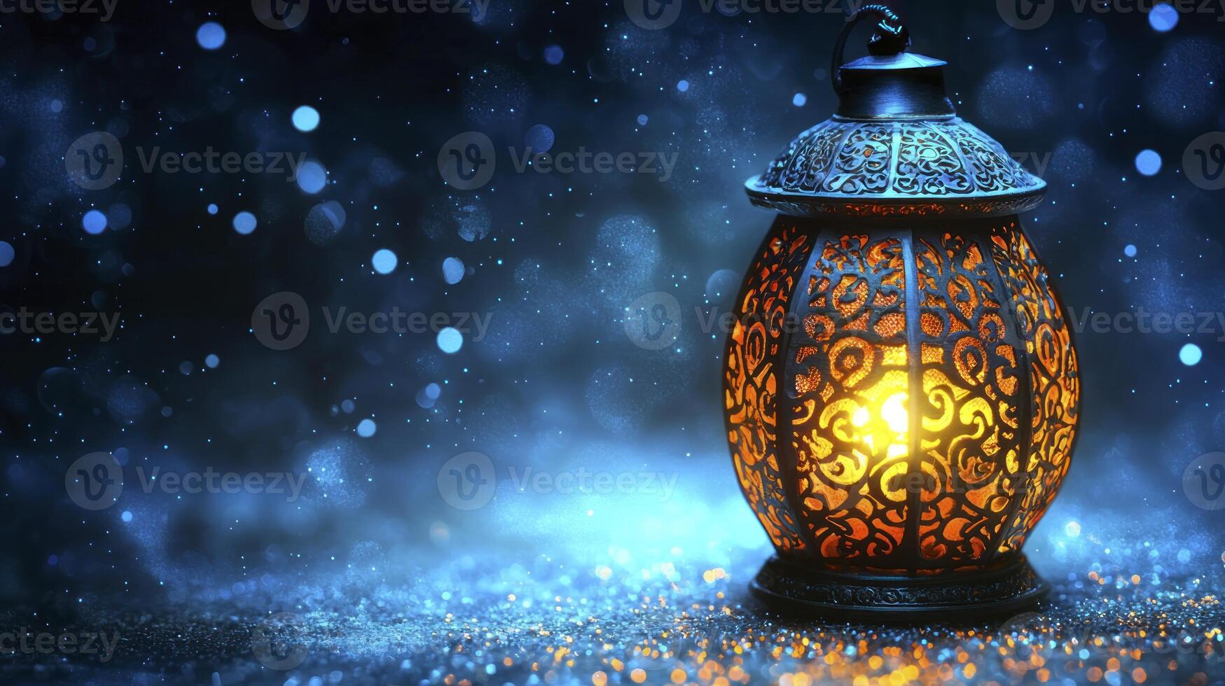 An ornate lamp with a glowing light on it photo