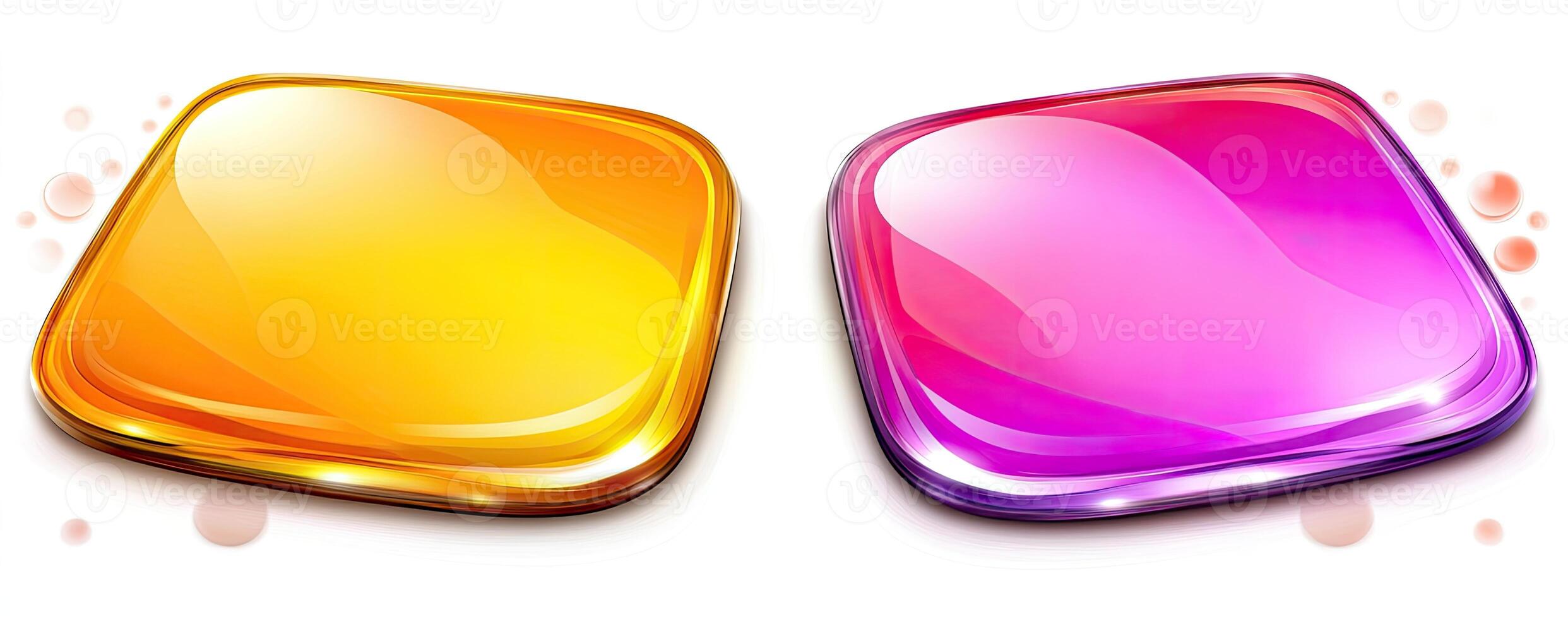 Two glossy, colorful, square shapes photo