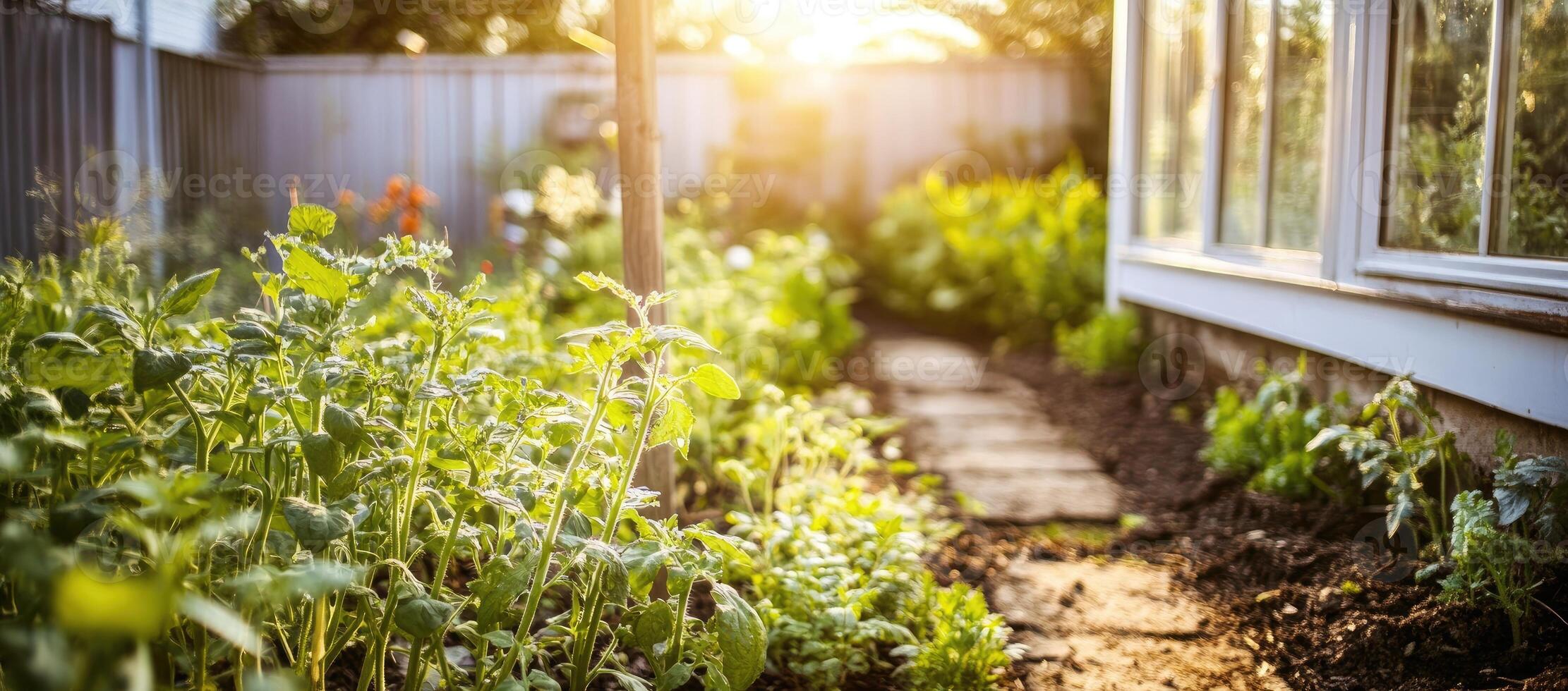 Sunny Backyard Garden Path photo