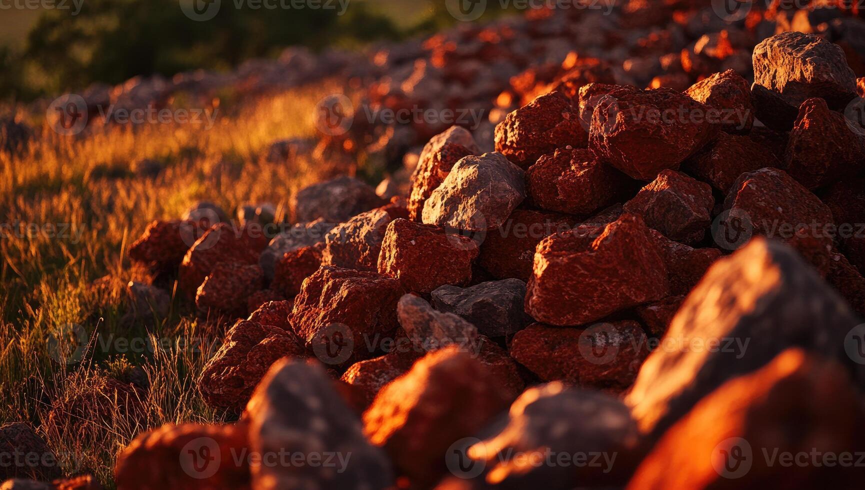 Rocky Hillside at Sunset photo