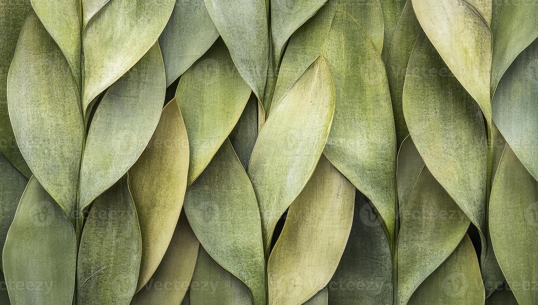 Layered green leaves, close-up photo