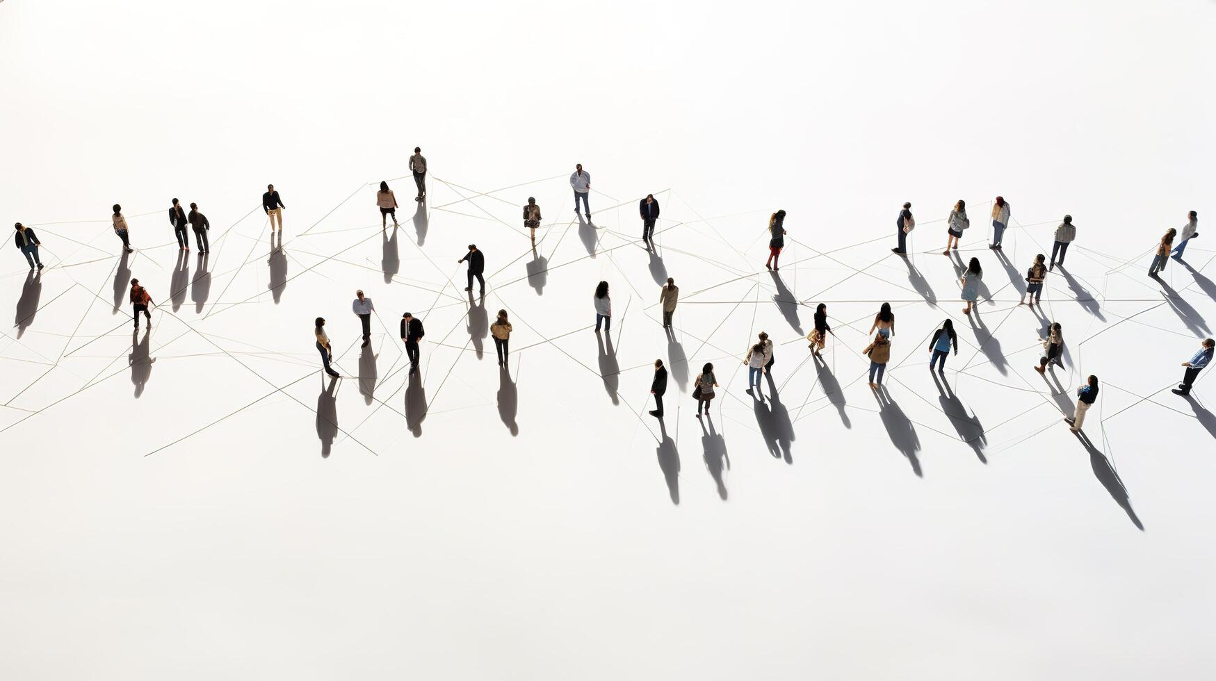 An overhead view of people walking in a line photo
