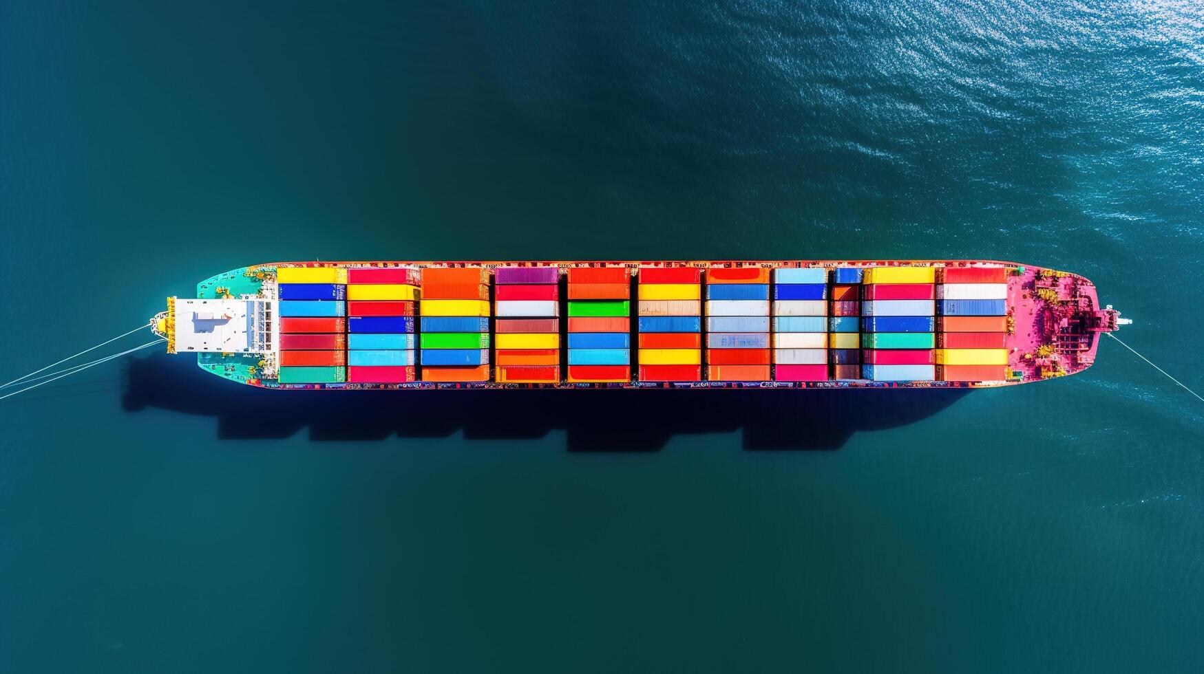 An aerial view of a container ship in the ocean photo