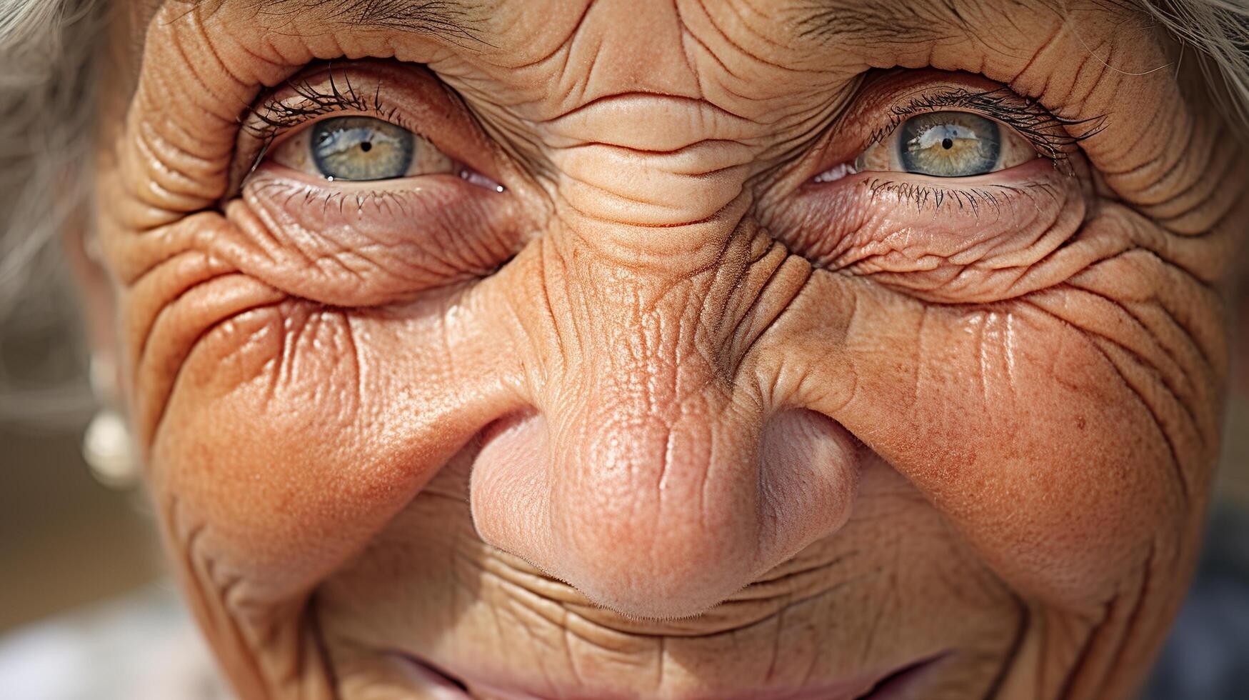 An old woman with wrinkles on her face photo