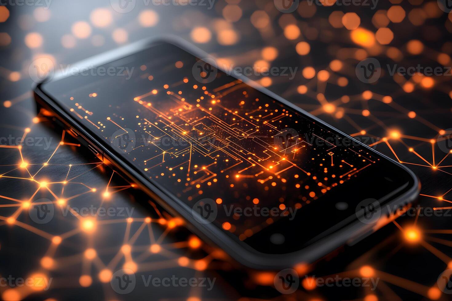 Futuristic Smartphone with Digital Circuitry Concept for Technology Design photo