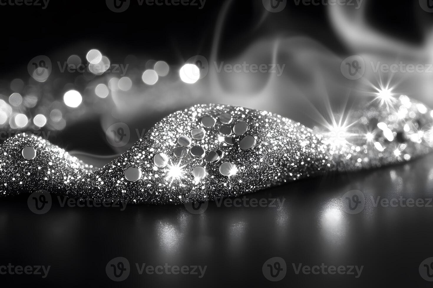 Glittering Silver Sparkle Wave with Bokeh Highlights for Elegant Design photo
