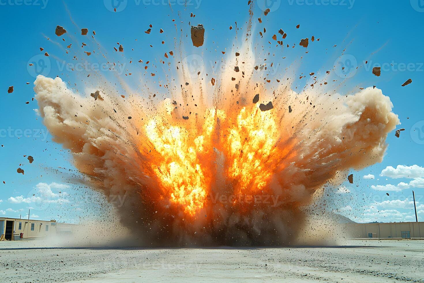 Fiery Explosion in Industrial Setting - Dramatic Scene for Action or Disaster Concepts photo