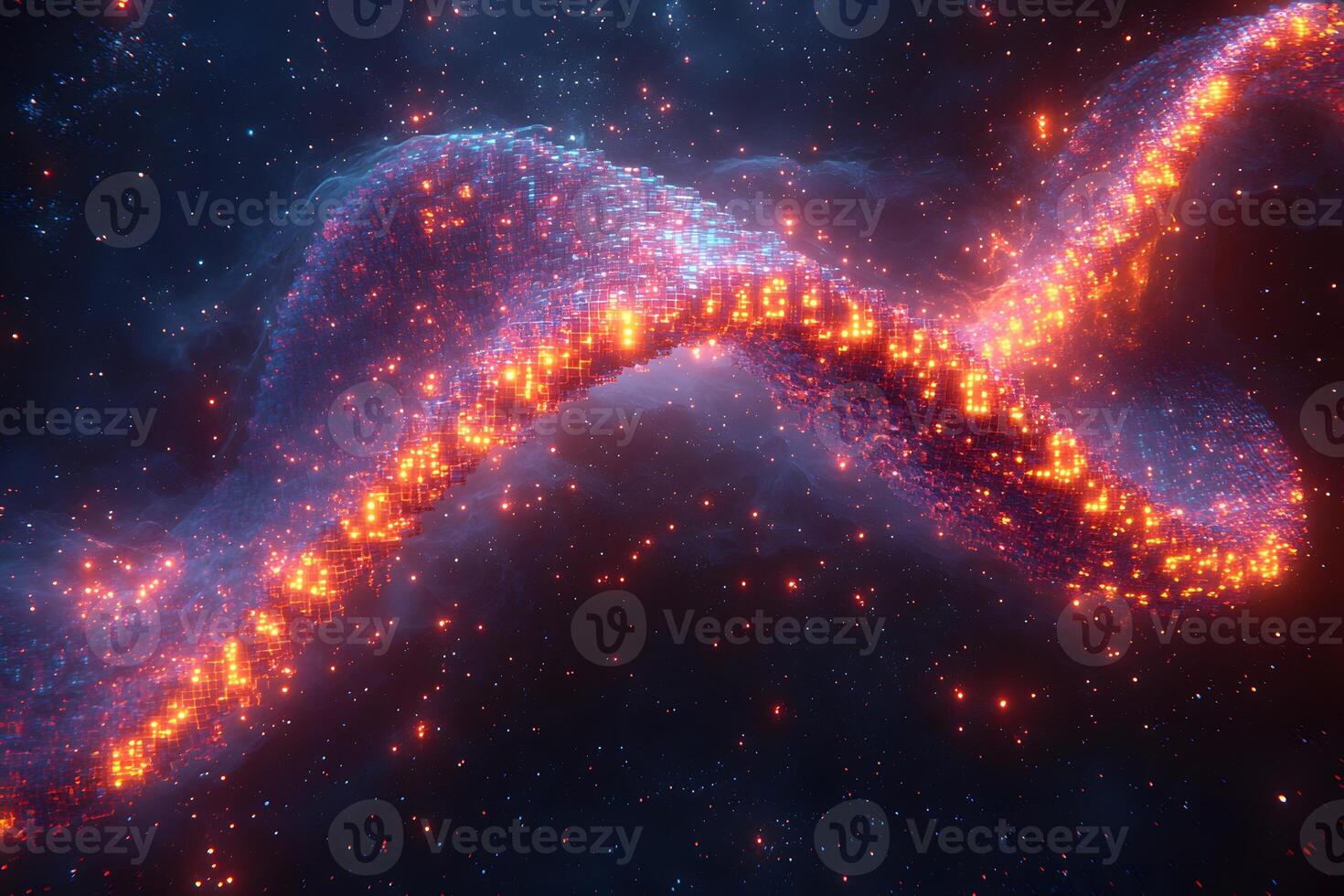Futuristic Quantum Wave of Pulsating Neon Energy in Cosmic Space photo