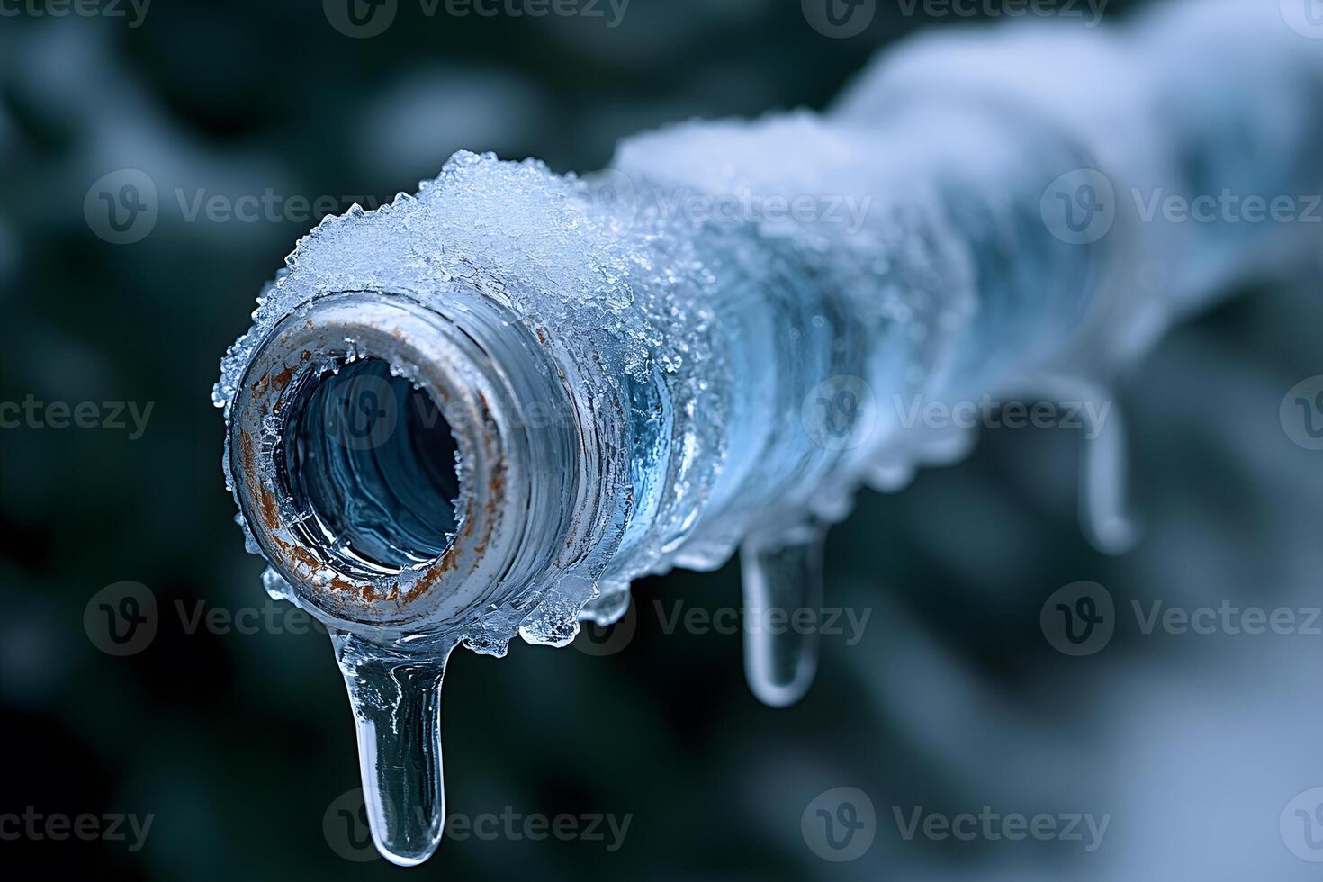 Frozen Pipe with Icicles Winter Weather Impact on Infrastructure photo