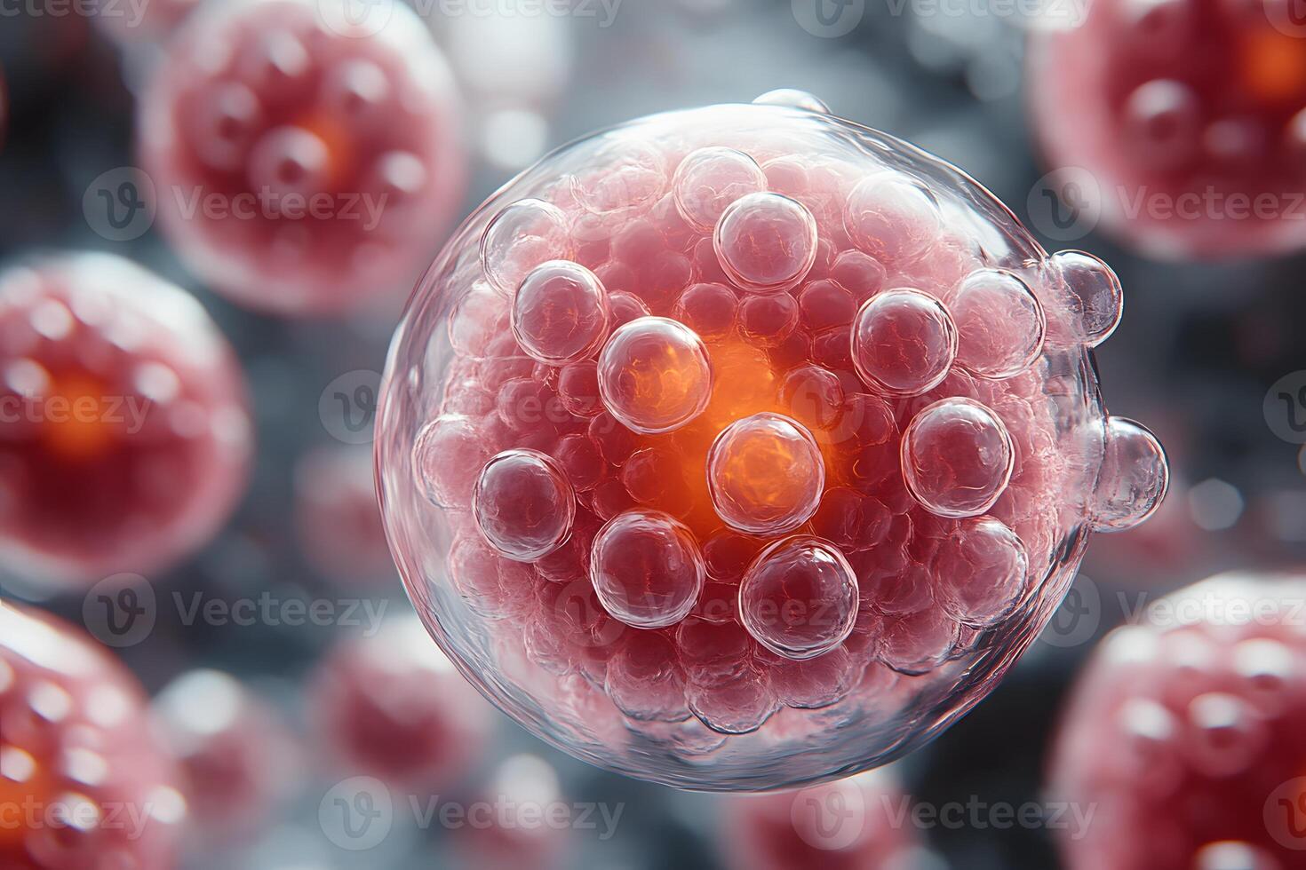 Microscopic View of Human Cells in Biochemistry and Medical Research photo