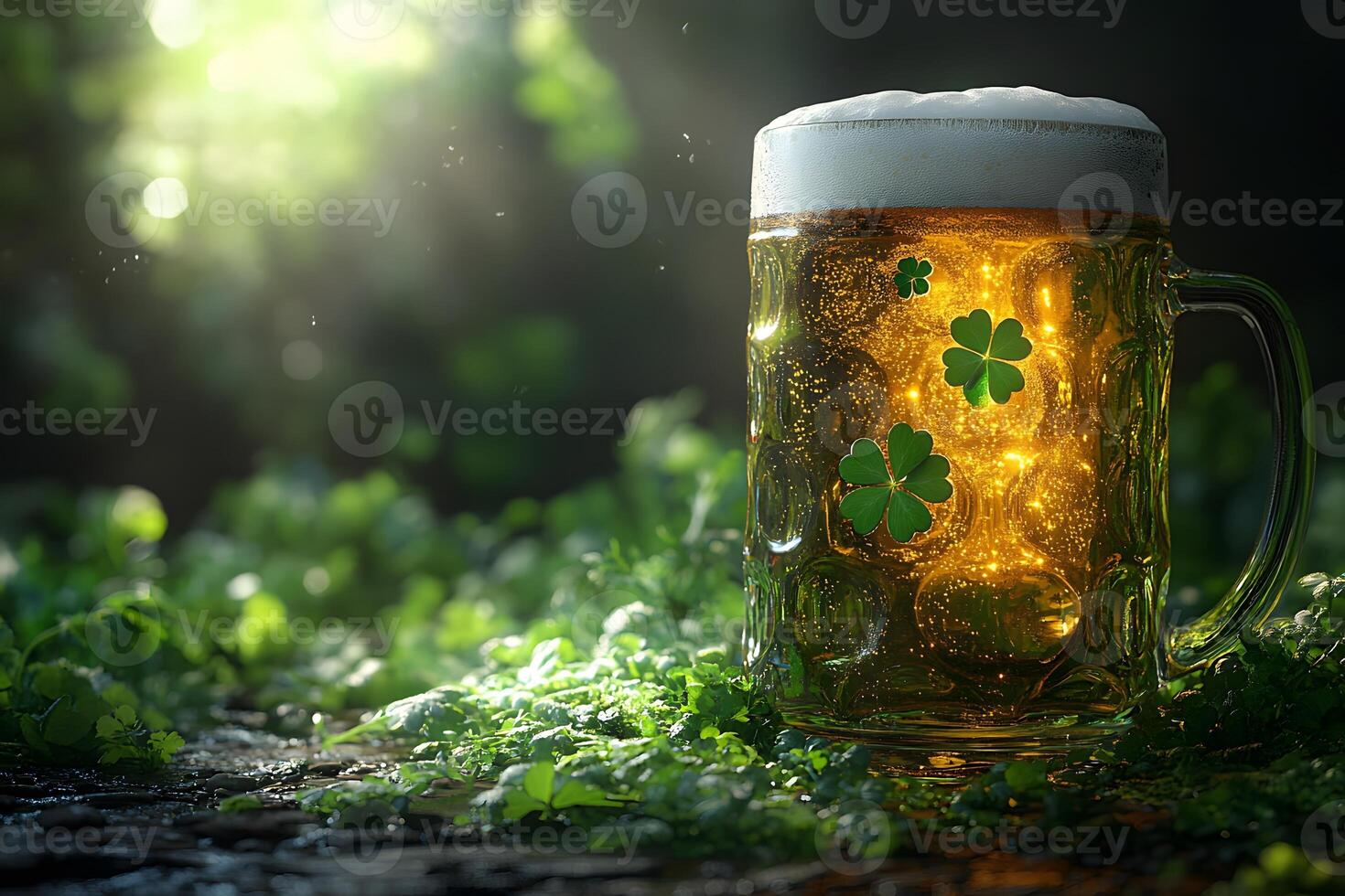 St. Patrick's Day Celebration with Beer and Shamrocks - Refreshing Concept for Festive Design photo