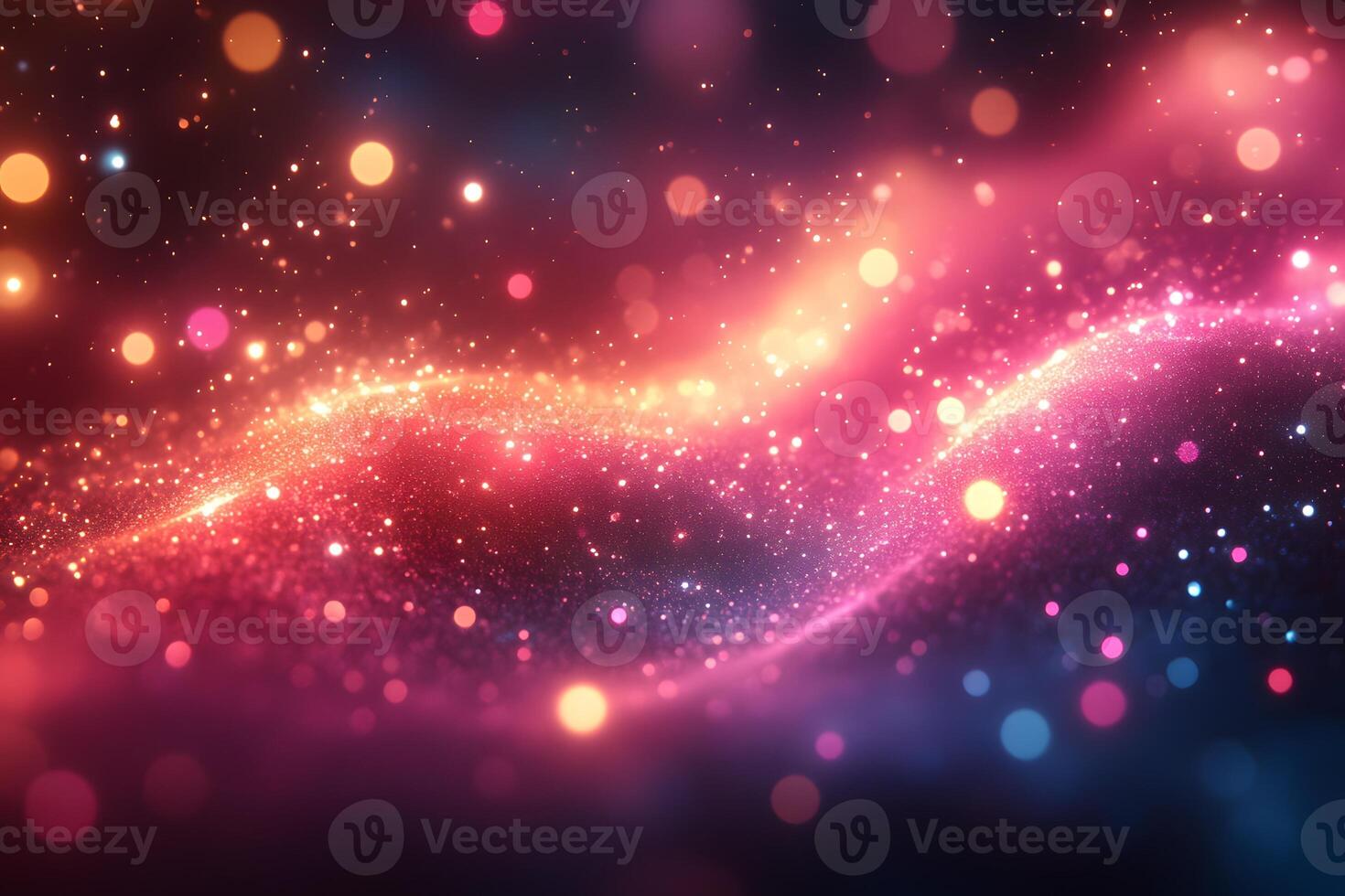 Vibrant Abstract Cosmic Waves with Glowing Bokeh for Creative Design photo