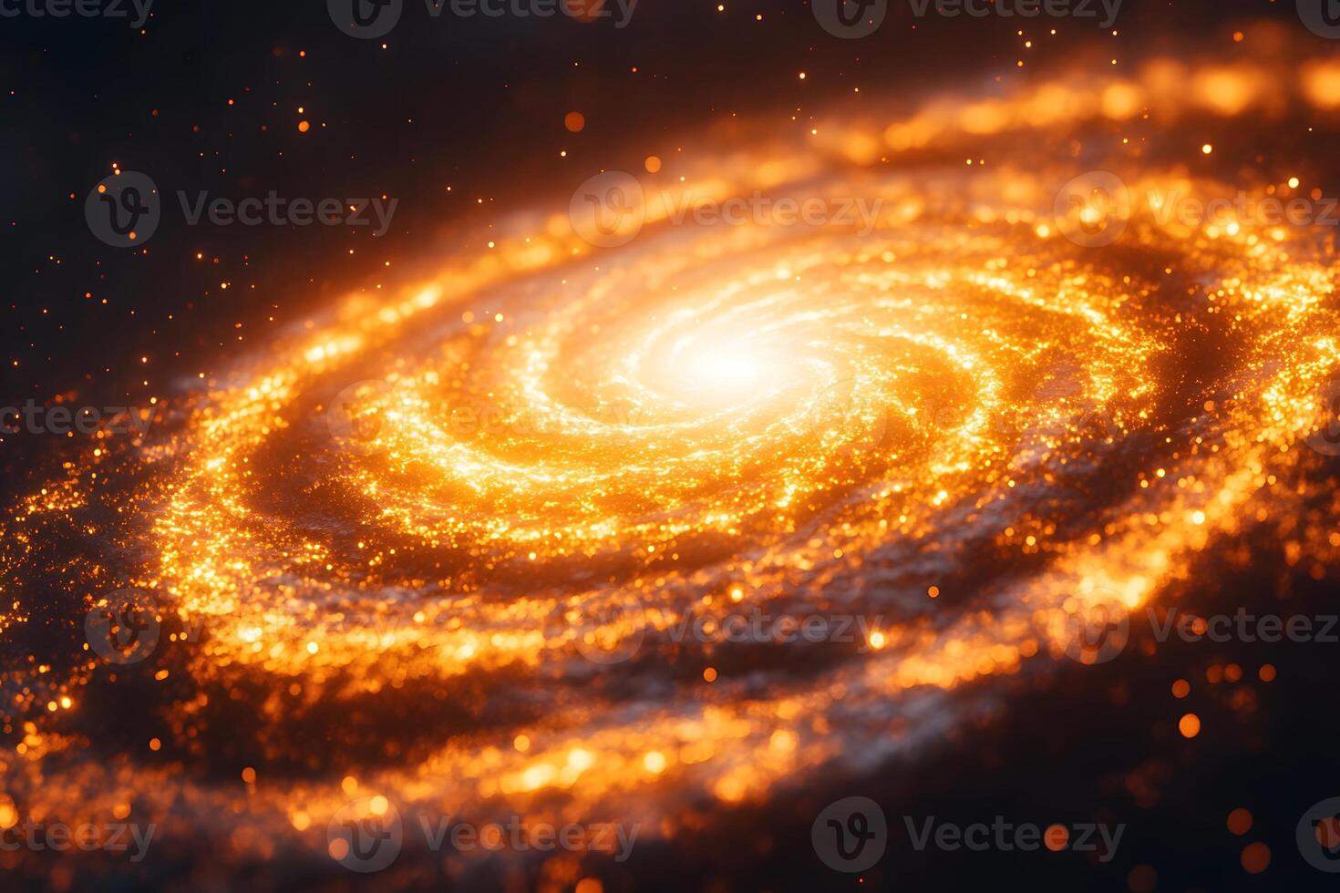 Golden Spiral Galaxy A Glowing Celestial Phenomenon for Science Fiction Design photo