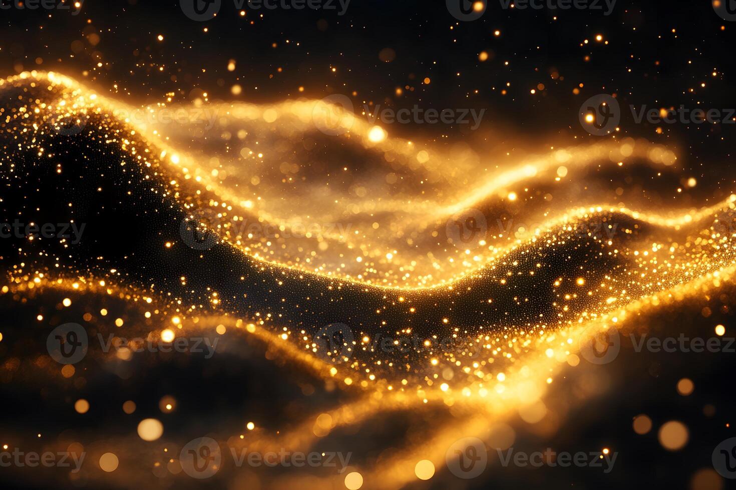 Golden Waves of Light and Glittering Dust for Luxurious Design Backdrops photo